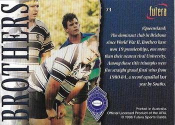1996 Futera Rugby Union #74 Brothers, QLD Back